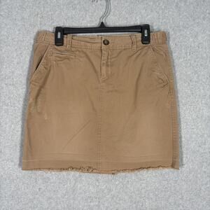 Y2K 90s Old Navy Skirt 10 Khaki Cotton Frayed Raw Hem Distressed Pockets GORP